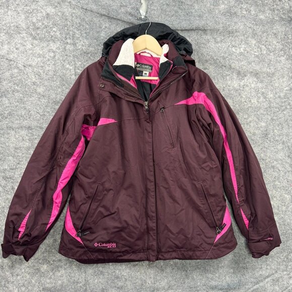 Columbia Jackets & Blazers - Columbia Coat Jacket Womens L Purple Pink Hooded XCO Interchange Storm Dry Ski